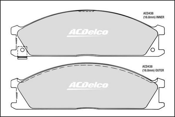 ACDelco ACD438 - Гальмівні колодки, дискові гальма autozip.com.ua