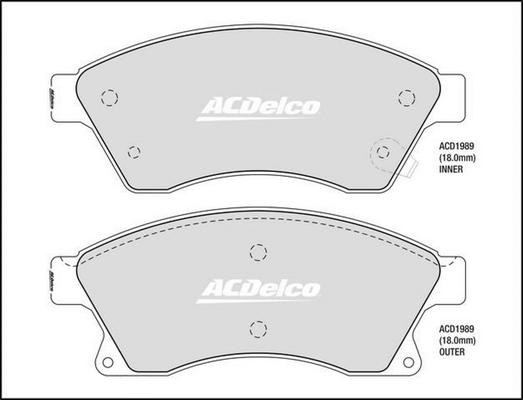 ACDelco ACD1989 - Гальмівні колодки, дискові гальма autozip.com.ua