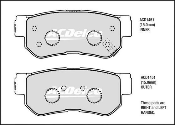 ACDelco ACD1451 - Гальмівні колодки, дискові гальма autozip.com.ua