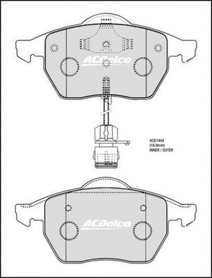 ACDelco ACD1404 - Гальмівні колодки, дискові гальма autozip.com.ua