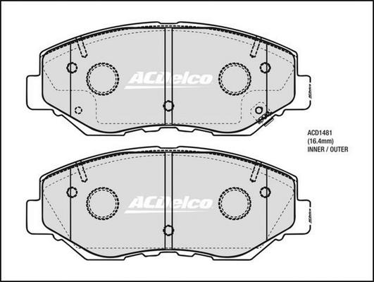 ACDelco ACD1481 - Гальмівні колодки, дискові гальма autozip.com.ua