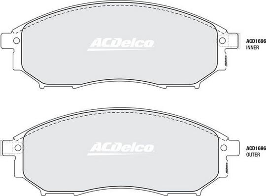 ACDelco ACD1696 - Гальмівні колодки, дискові гальма autozip.com.ua
