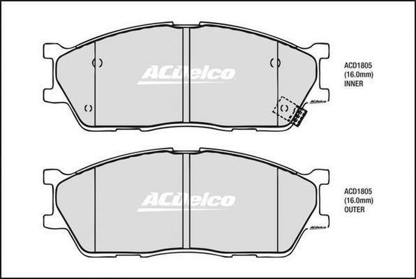 ACDelco ACD1805 - Гальмівні колодки, дискові гальма autozip.com.ua