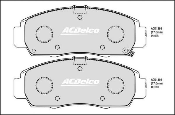 ACDelco ACD1393 - Гальмівні колодки, дискові гальма autozip.com.ua