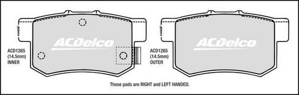 ACDelco ACD1265 - Гальмівні колодки, дискові гальма autozip.com.ua