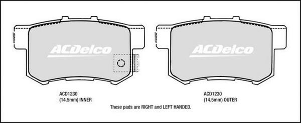 ACDelco ACD1230 - Гальмівні колодки, дискові гальма autozip.com.ua