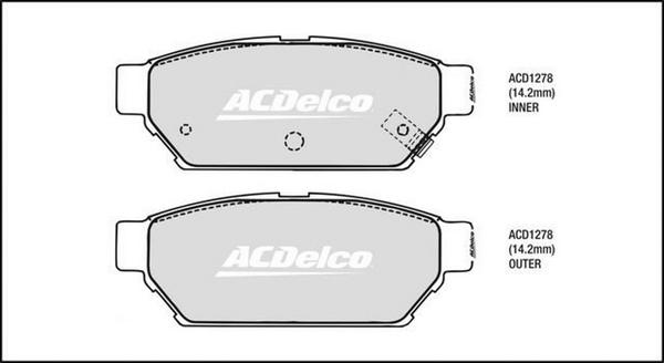 ACDelco ACD1278 - Гальмівні колодки, дискові гальма autozip.com.ua