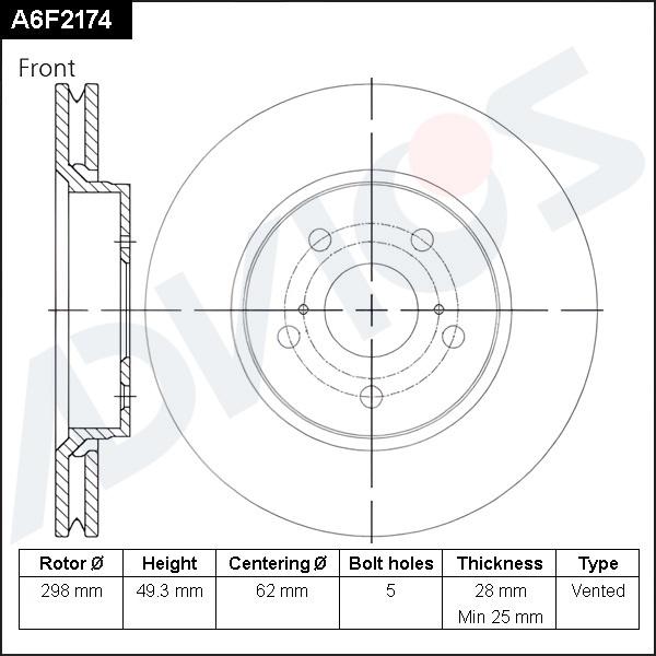 ADVICS A6F2174 - Гальмівний диск autozip.com.ua