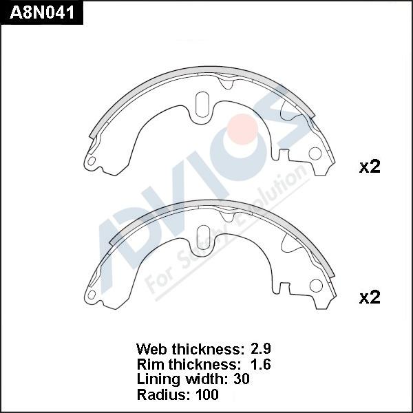 ADVICS A8N041 - Комплект гальм, барабанний механізм autozip.com.ua