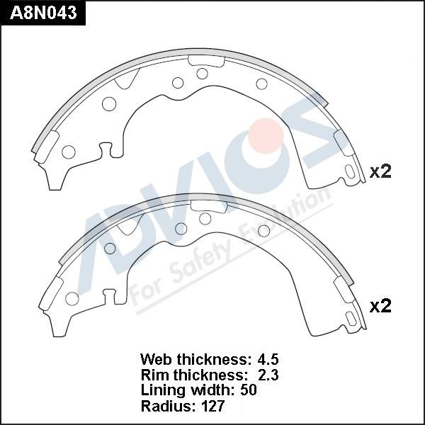 ADVICS A8N043 - Комплект гальм, барабанний механізм autozip.com.ua