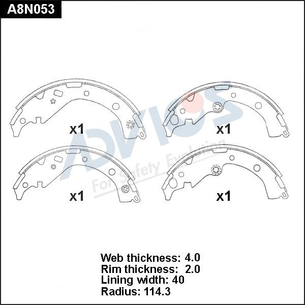 ADVICS A8N053 - Комплект гальм, барабанний механізм autozip.com.ua