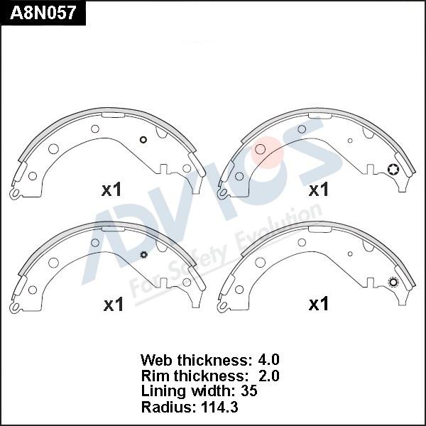 ADVICS A8N057 - Комплект гальм, барабанний механізм autozip.com.ua