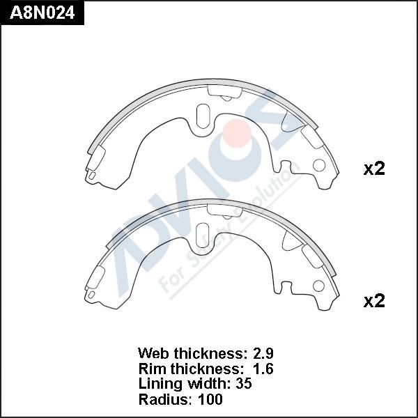 ADVICS A8N024 - Комплект гальм, барабанний механізм autozip.com.ua