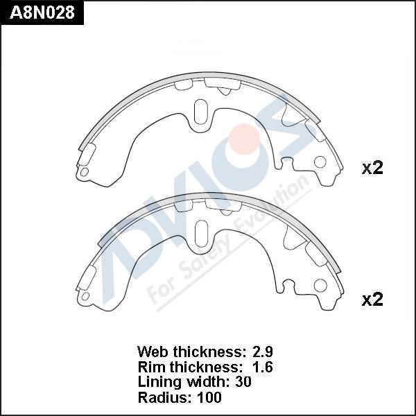 ADVICS A8N028 - Комплект гальм, барабанний механізм autozip.com.ua