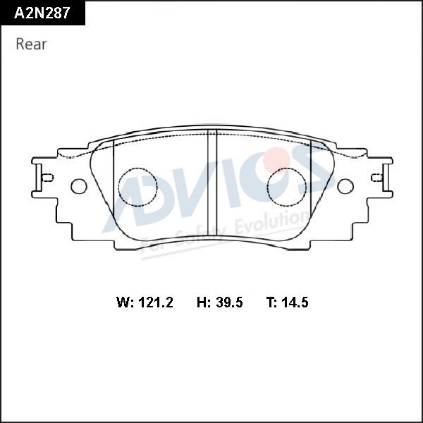 ADVICS A2N287 - Гальмівні колодки, дискові гальма autozip.com.ua