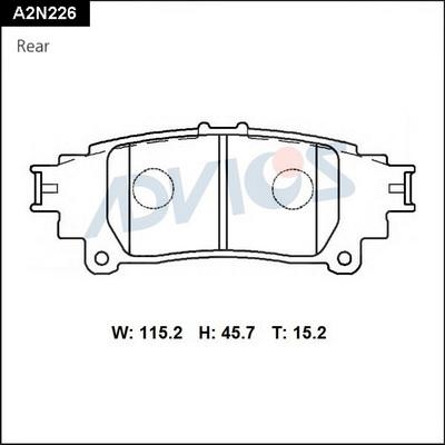 ADVICS A2N226 - Гальмівні колодки, дискові гальма autozip.com.ua