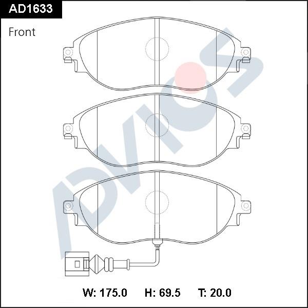 ADVICS AD1633 - Гальмівні колодки, дискові гальма autozip.com.ua