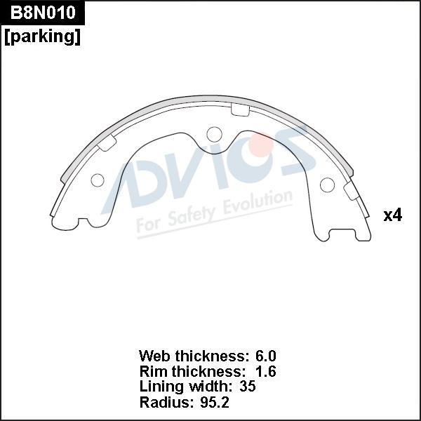 ADVICS B8N010 - Комплект гальм, барабанний механізм autozip.com.ua