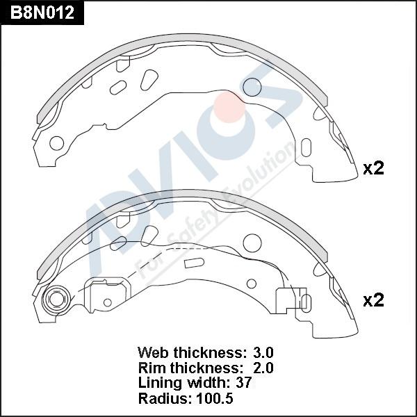 ADVICS B8N012 - Комплект гальм, барабанний механізм autozip.com.ua