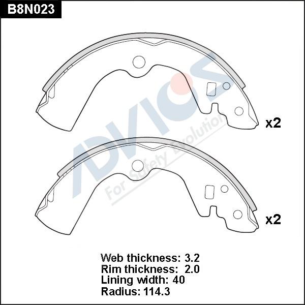 ADVICS B8N023 - Комплект гальм, барабанний механізм autozip.com.ua
