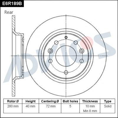 ADVICS E6R189B - Гальмівний диск autozip.com.ua