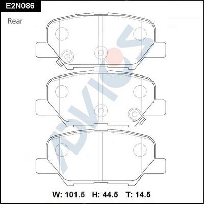 ADVICS E2N086 - Гальмівні колодки, дискові гальма autozip.com.ua