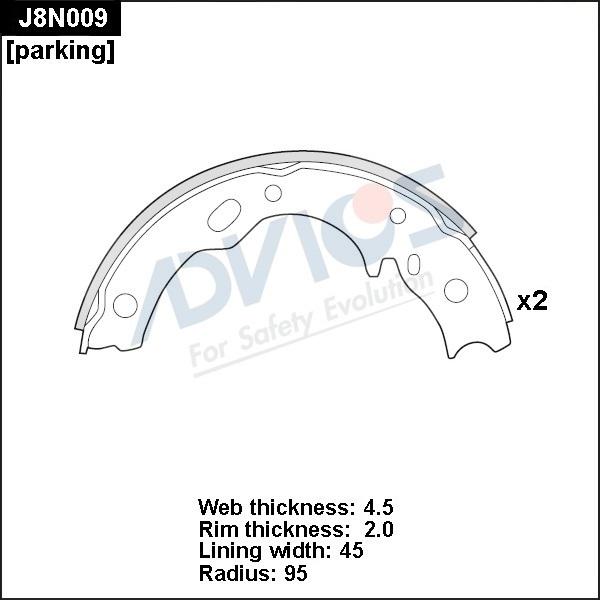 ADVICS J8N009 - Комплект гальм, барабанний механізм autozip.com.ua