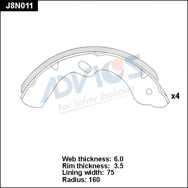 ADVICS J8N011 - Комплект гальм, барабанний механізм autozip.com.ua