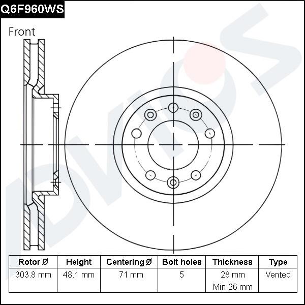 ADVICS Q6F960WS - Гальмівний диск autozip.com.ua