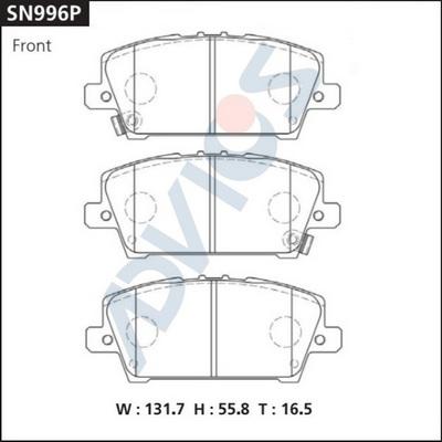 ADVICS SN996P - Гальмівні колодки, дискові гальма autozip.com.ua