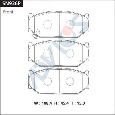ADVICS SN936P - Гальмівні колодки, дискові гальма autozip.com.ua