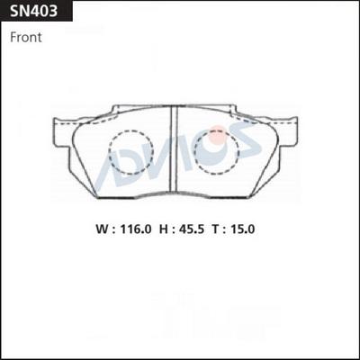 ADVICS SN403 - Гальмівні колодки, дискові гальма autozip.com.ua