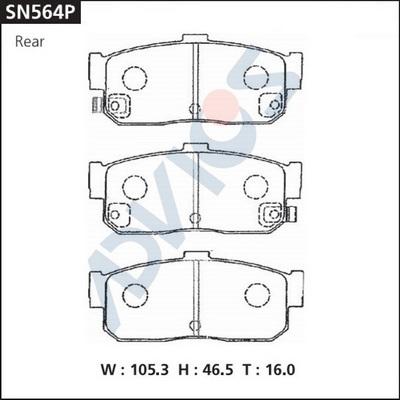 ADVICS SN564P - Гальмівні колодки, дискові гальма autozip.com.ua