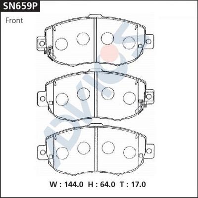ADVICS SN659P - Гальмівні колодки, дискові гальма autozip.com.ua