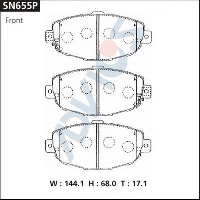 ADVICS SN655P - Гальмівні колодки, дискові гальма autozip.com.ua