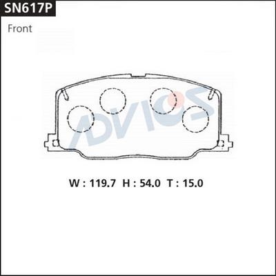 ADVICS SN617P - Гальмівні колодки, дискові гальма autozip.com.ua