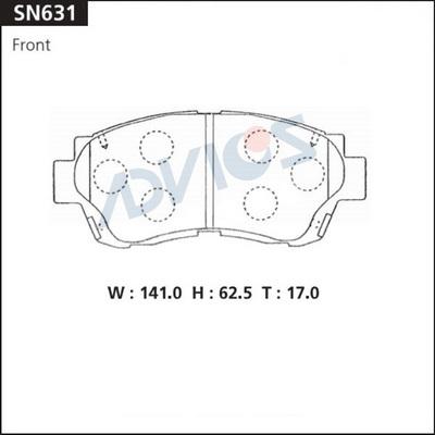ADVICS SN631 - Гальмівні колодки, дискові гальма autozip.com.ua