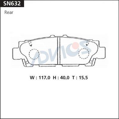 ADVICS SN632 - Гальмівні колодки, дискові гальма autozip.com.ua