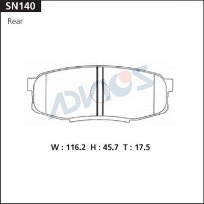 ADVICS SN140 - Гальмівні колодки, дискові гальма autozip.com.ua