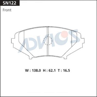 ADVICS SN122 - Гальмівні колодки, дискові гальма autozip.com.ua