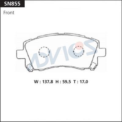 ADVICS SN855 - Гальмівні колодки, дискові гальма autozip.com.ua