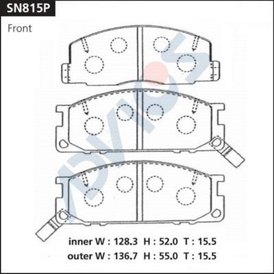 ADVICS SN815P - Гальмівні колодки, дискові гальма autozip.com.ua