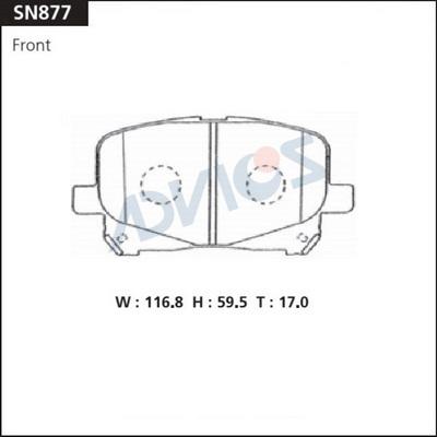 ADVICS SN877 - Гальмівні колодки, дискові гальма autozip.com.ua