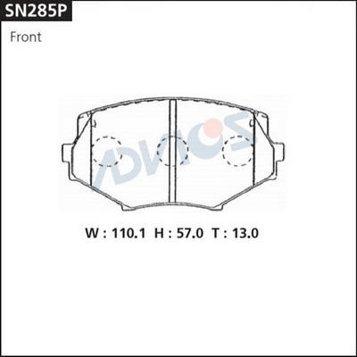 ADVICS SN285P - Гальмівні колодки, дискові гальма autozip.com.ua