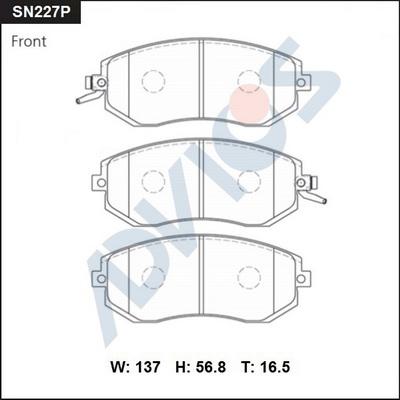 ADVICS SN227P - Гальмівні колодки, дискові гальма autozip.com.ua