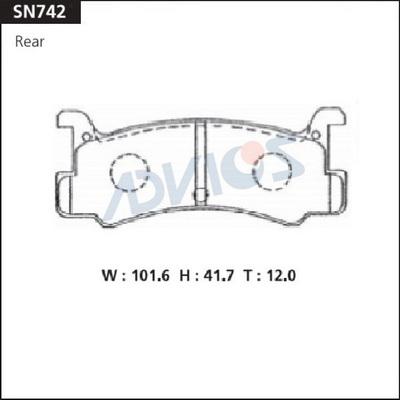 ADVICS SN742 - Гальмівні колодки, дискові гальма autozip.com.ua