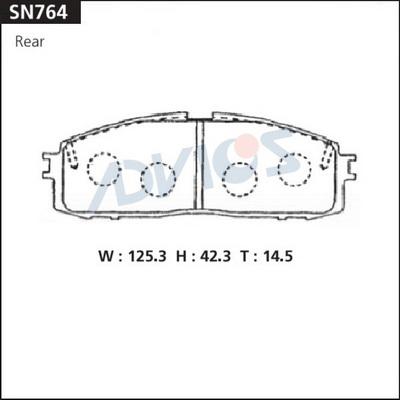ADVICS SN764 - Гальмівні колодки, дискові гальма autozip.com.ua