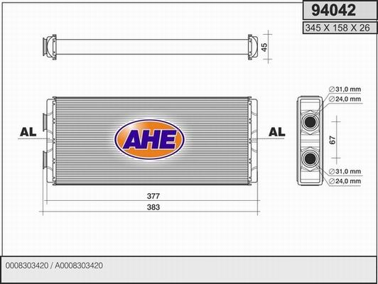 AHE 94042 - Теплообмінник, опалення салону autozip.com.ua