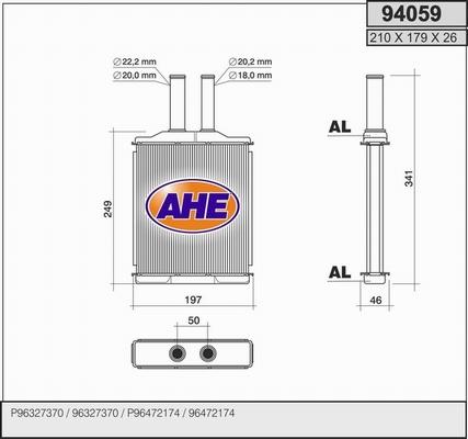 AHE 94059 - Теплообмінник, опалення салону autozip.com.ua