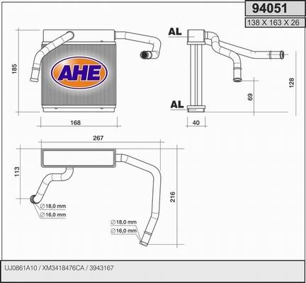 AHE 94051 - Теплообмінник, опалення салону autozip.com.ua